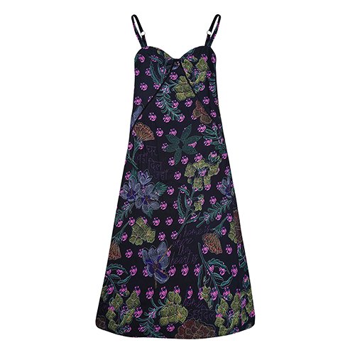 Goodmess Overnigh Dash Black Printed Midi Dress