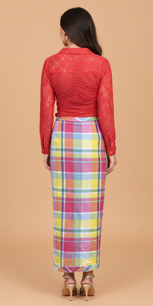 goodmess checks wrap skirt