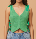 Goodmess Green Lace Tie-up Vest