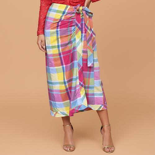 goodmess checks wrap skirt