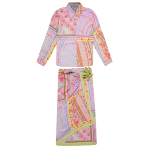 Resort Sarong Wrap Skirt Shirt Co-ord Set