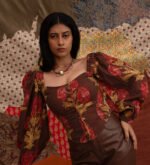 Goodmess brown print floral ikat corset blouse