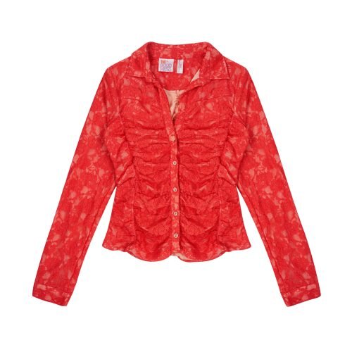 sexy red lace blouse/ shirt